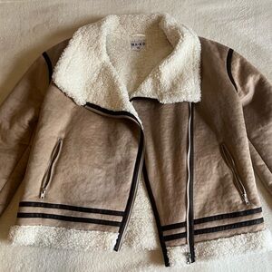 NA-KD Shearling Jacket Coat Cream Beige Size EU 42 US 12 L/XL